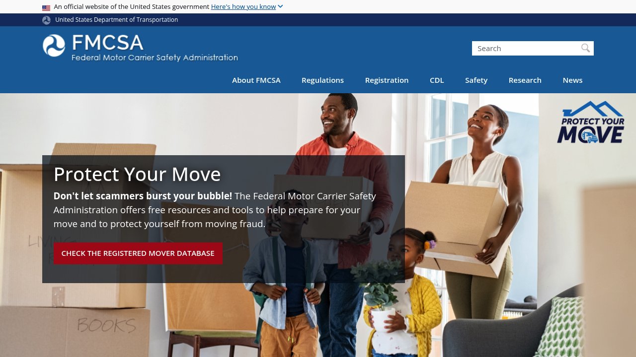 FMCSA Protect Your Move consumer guide page with tips for avoiding hidden moving fees in Orlando